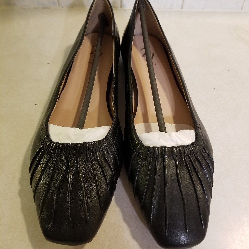 Black Leather Flats